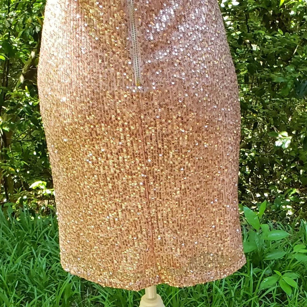 KAOS Light Pink Sequin Party Cocktail Dress Size 4  Faux Wrap Sleeveless NWT - Picture 7 of 14
